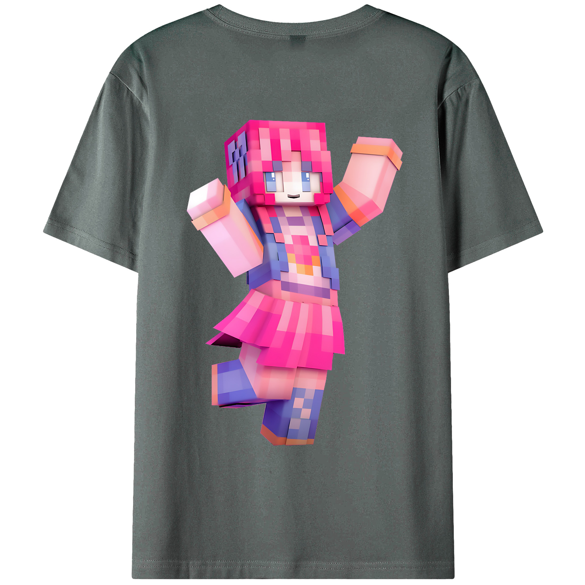 （画像用） マインクラフト ブロックの世界 Minecraft MC Block world 綿100％ メンズ半袖Tシャツ（バックプリント） 通気性